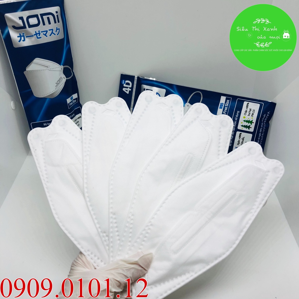 Khẩu trang n95 kiểu dáng kf94 Jomi chính hãng bịch 5 cái, khẩu trang 4d Mayan cao cấp