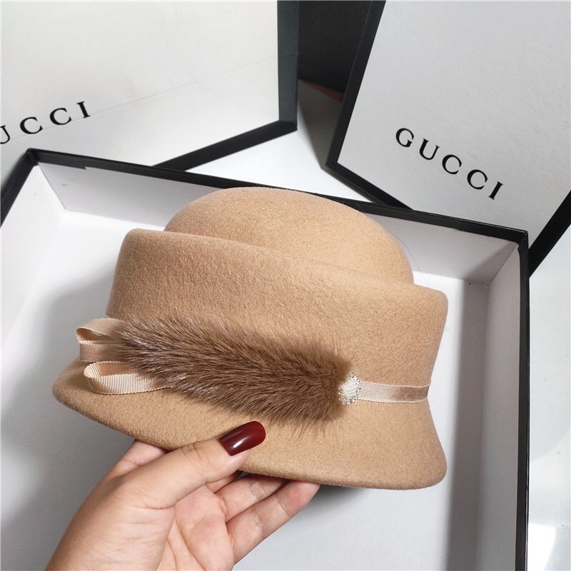 Mũ dạ đính đá lông vành nhỏ