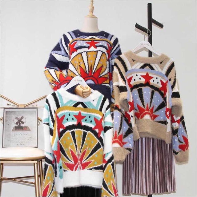 SALE -Áo len thổ cẩm lông thỏ hot 2020