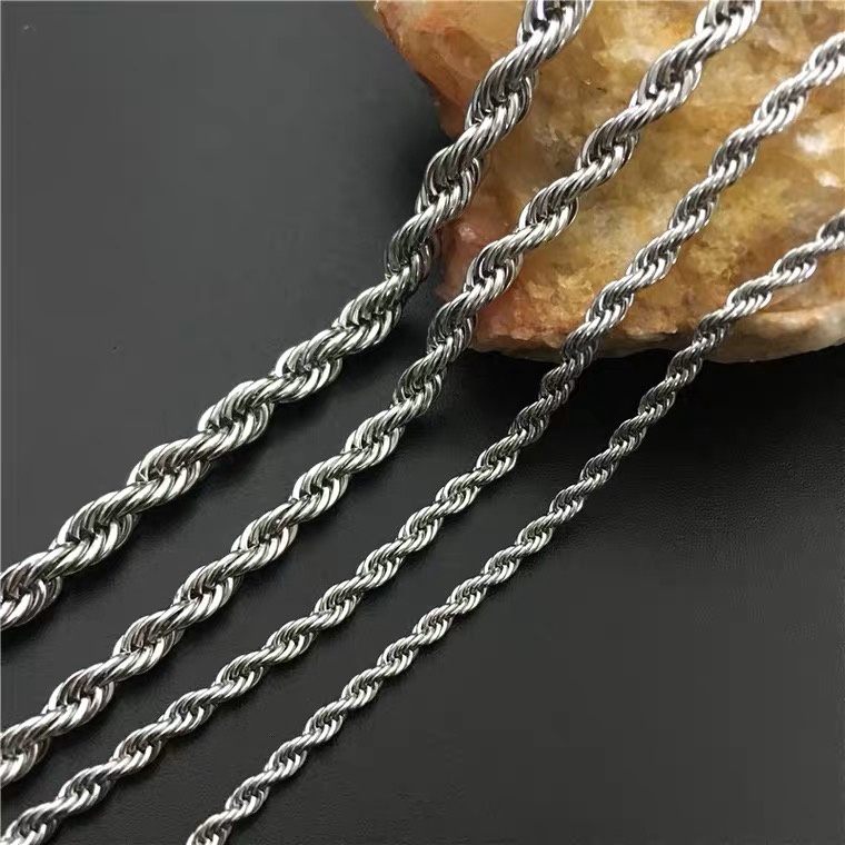 Vòng cổ thép titan mạ bạc phong cách hip hop Âu Mỹ không gây dị ứng