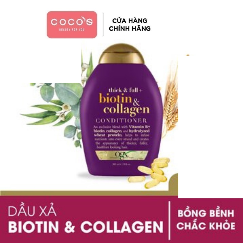 Dầu Xả Làm Dày Tóc, Dưỡng Tóc Bồng Bềnh Chắc Khoẻ OGX Thick & Full + Biotin & Collagen Shampoo 385ml