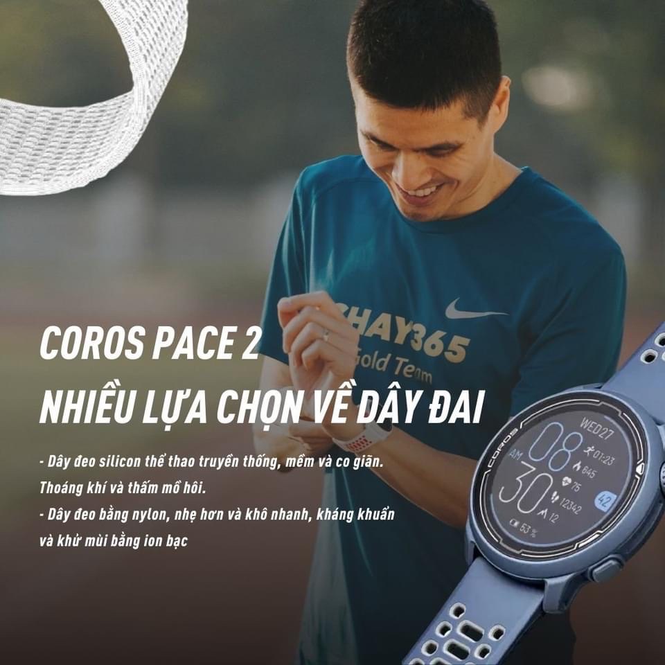 Đồng hồ chạy bộ, thể thao GPS COROS PACE 2 blue steel - Silicone band