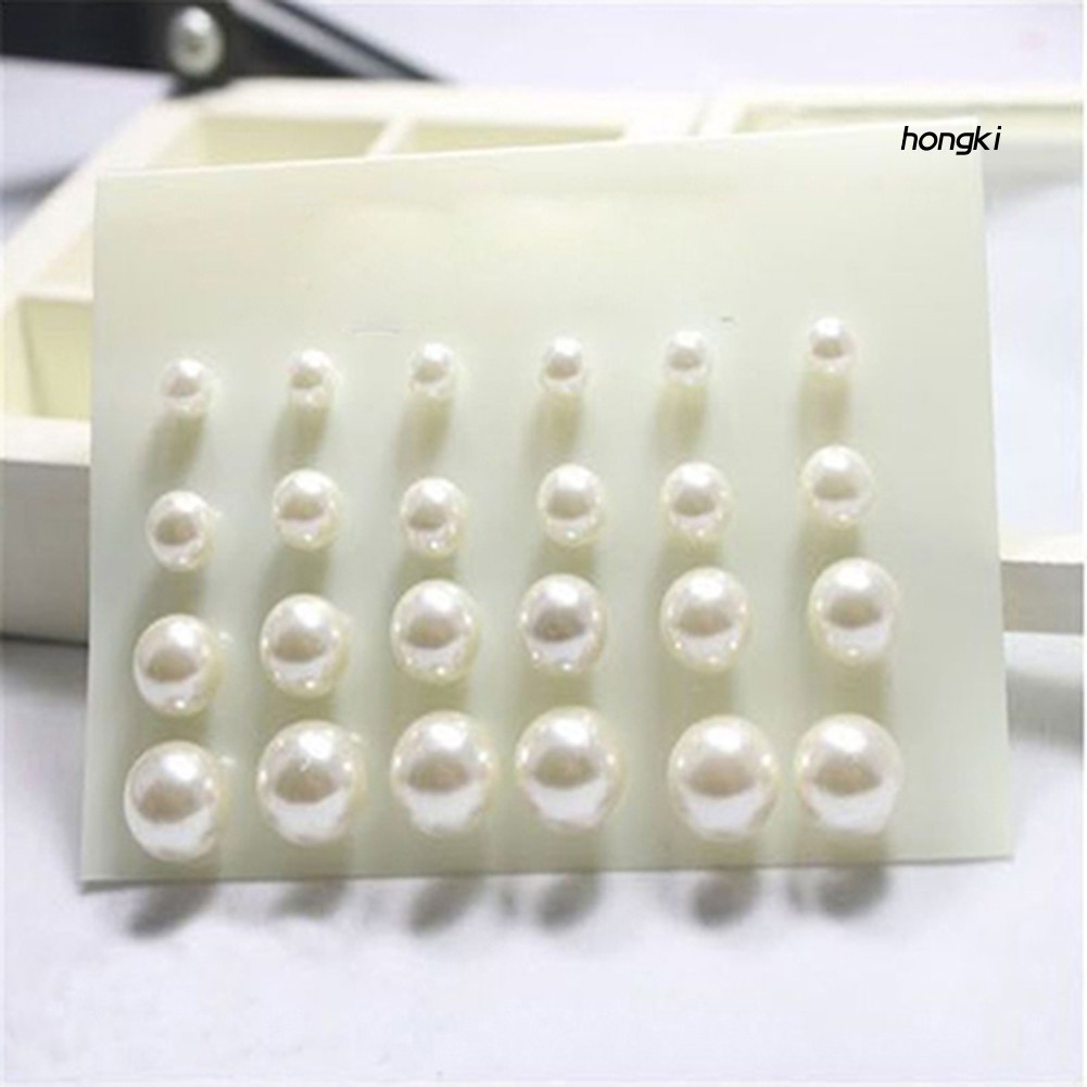 Bộ 12 đôi bông tai đính hạt ngọc trai nhân tạo thời trang cho nữ