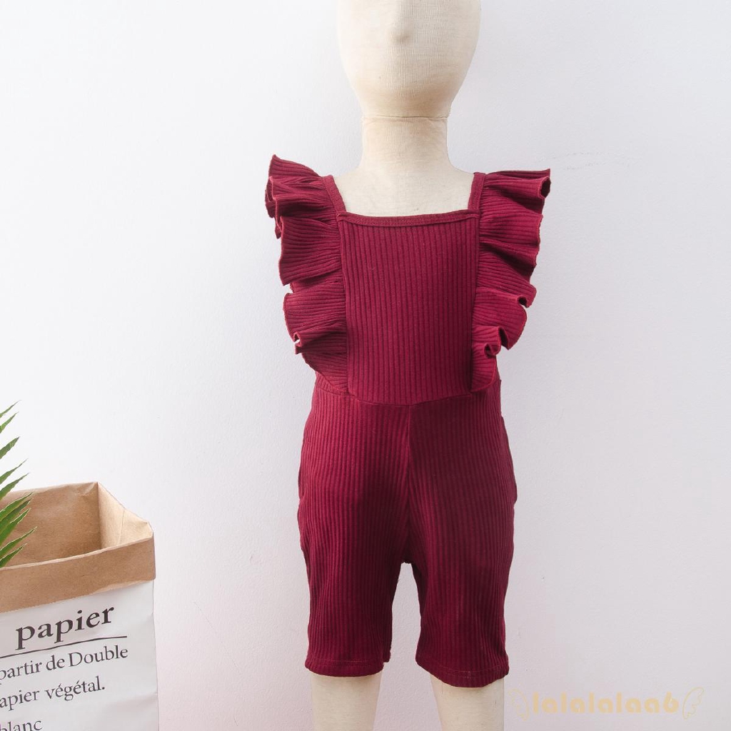 Jumpsuit Ngắn Tay Màu Trơn Cho Bé