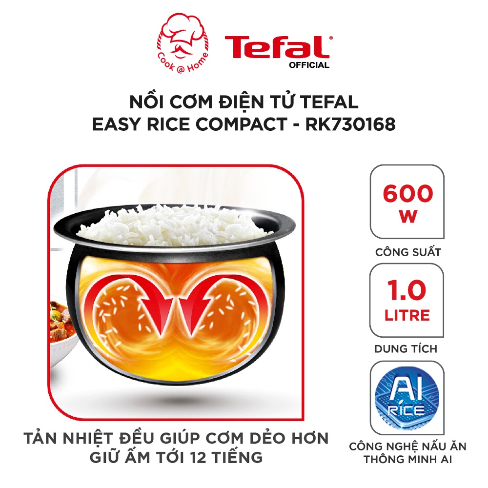 Nồi cơm điện Tefal Easy Rice Compact RK730168 - 600W, 1L