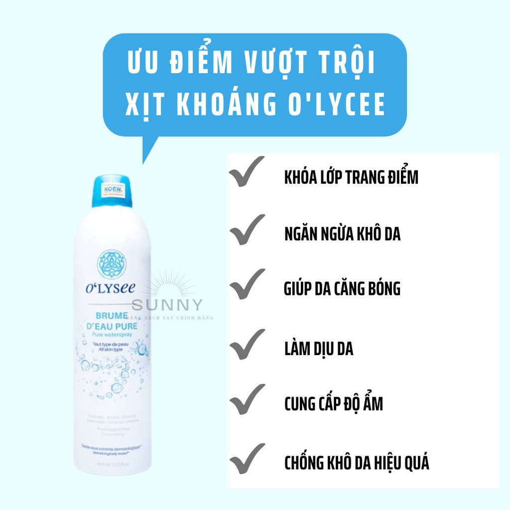 Xịt Khoáng O'LySee Olysee Natural Mineral Water Spray 400ml