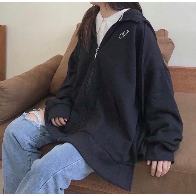 Áo khoác hoodie nỉ bông BÌNH SỮA ulzzang unisex form rộng dây kéo zip dày giá rẻ đẹp A00146 | BigBuy360 - bigbuy360.vn