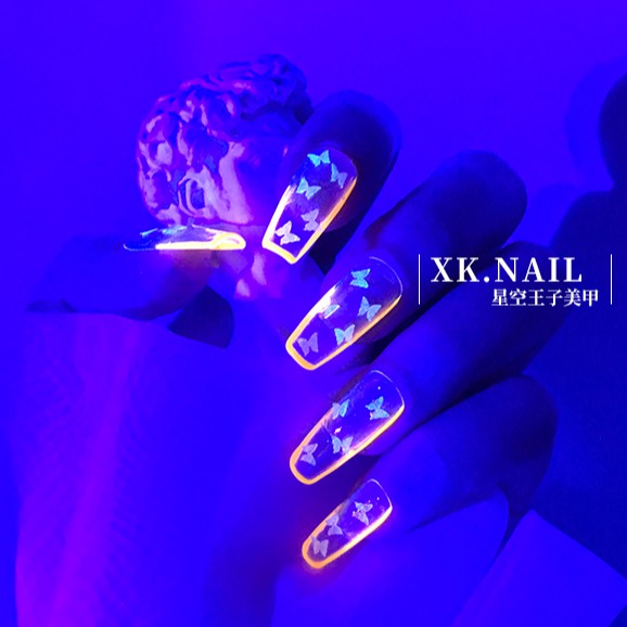 Khay Bướm Neon Dạ Quang Đính Móng