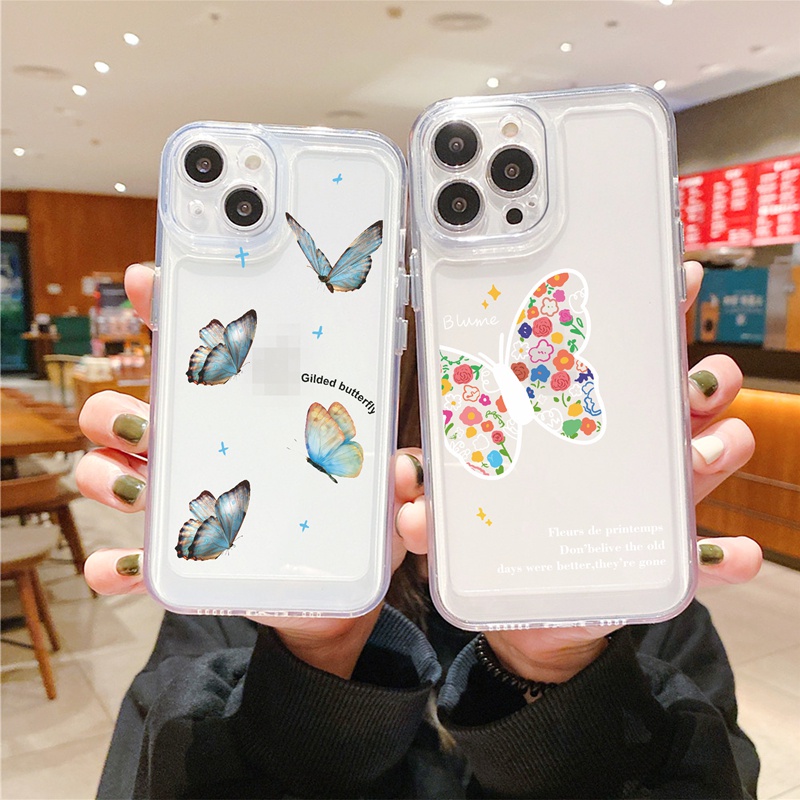 Suntaiho Ốp lưng iphone Suntaiho Ốp lưng iphone Ốp Điện Thoại dẻo trong suốt họa tiết bướm thích hợp cho IPHONE 11 PRO 13 PRO MAX 12 PRO MAX XSMAX XR 7 8 PLUS