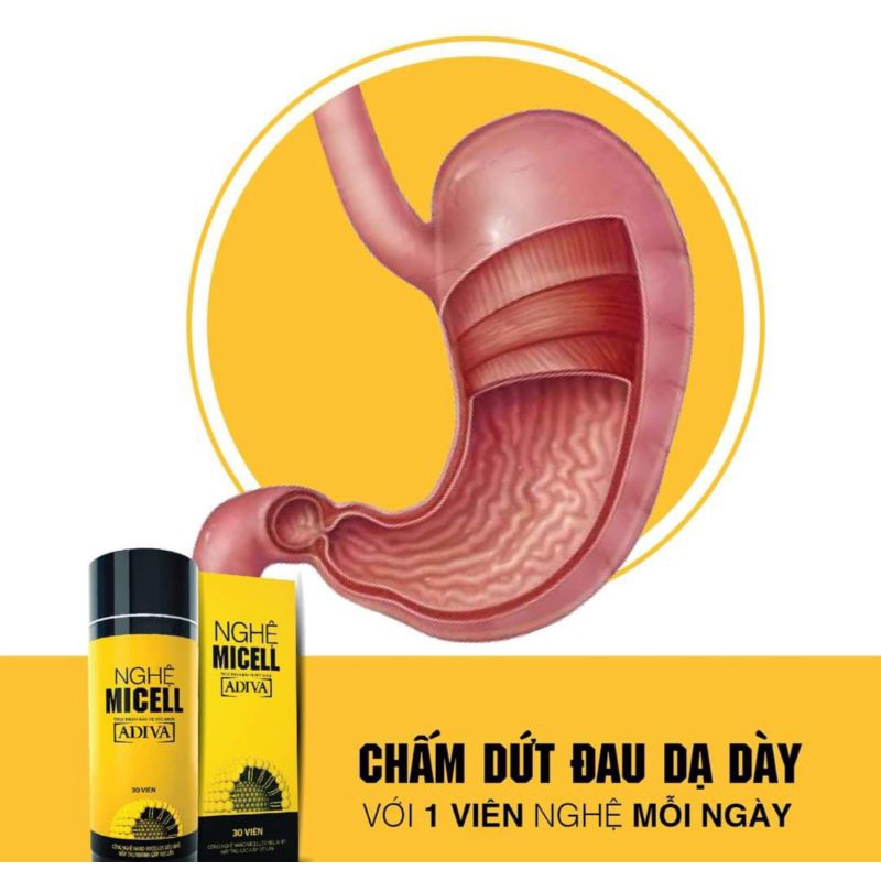 NGHỆ MICELL ADIVA [Hộp 14_30 viên] Giải pháp hiệu quả cho người đau dạ dày tặng 2 vĩ 12 viên collagen bội 30 viên