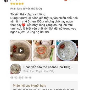 Yến Sào Khánh Hòa Tổ Yến Thô Nguyên Chất Ít Lông Loại 1
