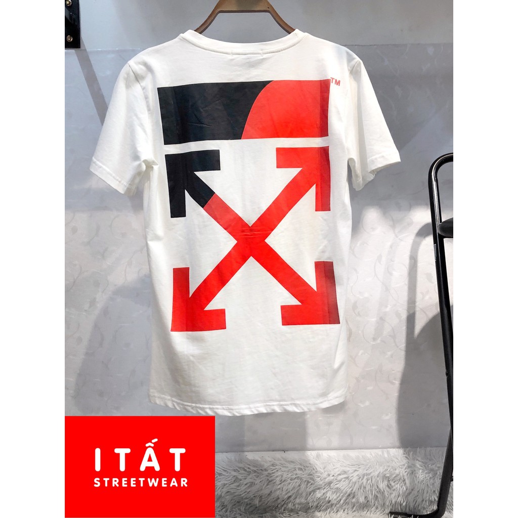 [Hình + video thật] Áo tee thun Off White cotton phối Trắng Đen, thời trang nam nữ unisex streetwear form