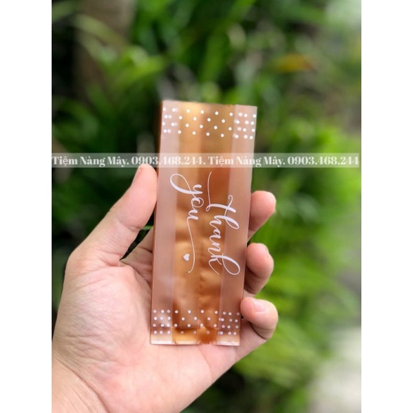 Túi đựng bánh Thankyou nâu 50c đựng bánh dứa, bánh bông tuyết