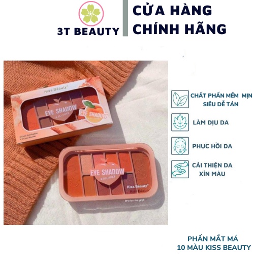 Phấn mắt má 10 màu Kiss Beauty ( 8 màu mắt và 2 màu má M1)