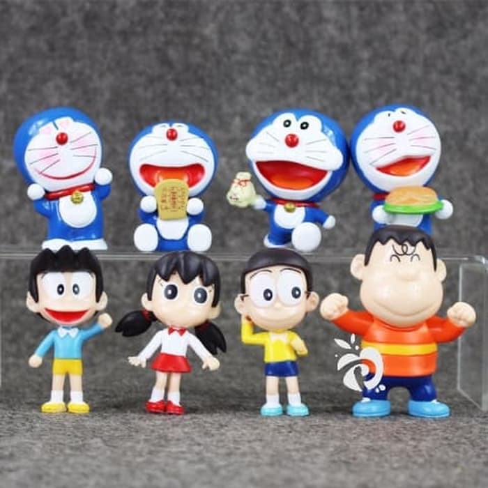 Doraemon Set 8 Mô Hình Nhân Vật Hoạt Hình Trang Trí Bánh Kem