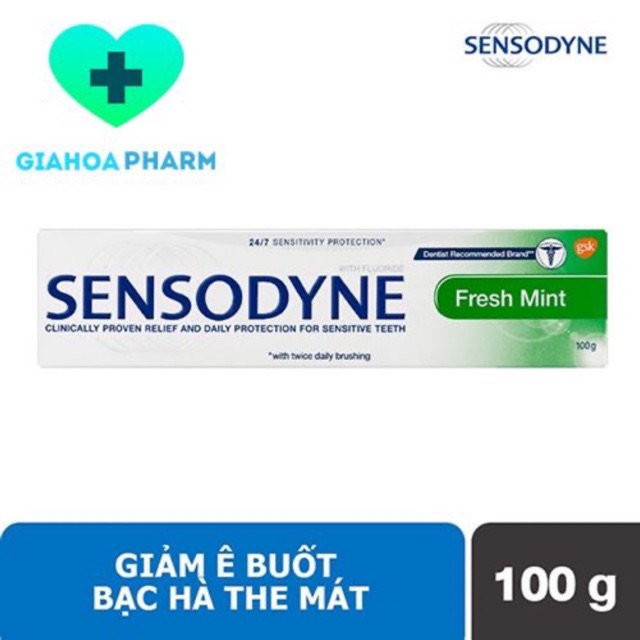 Sensodyne Fresh Mint - Kem đánh răng hương bạc hà the mát, giảm ê buốt