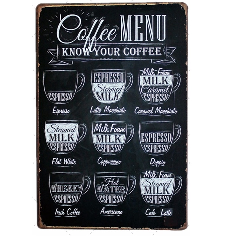 20x30cm Tranh thiếc trang trí tường chủ đề cafe, design tiệm độc đáo