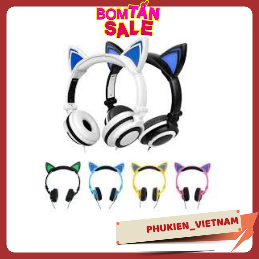 Tai nghe Headphone Tai Mèo Có Đèn Led Siêu cute ✓ Hàng chính hãng ✓ Bảo hành Toàn quốc