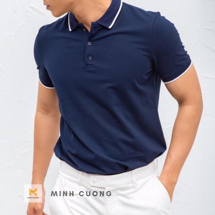 Áo thun polo nam MINH CƯỜNG, cổ viền năng động, chất cá sấu co giãn -  ACS
