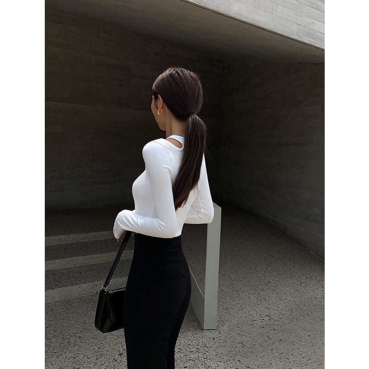 Áo Thun Khoét Vai Hở Vai 1 Bên Bigsize Dưới 80Kg Dài Tay Chất Thun Cotton Dáng Croptop “KHOÉT TD”