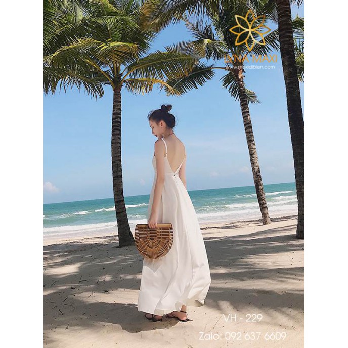 đầm hở lưng đi biển shopeelive 355k