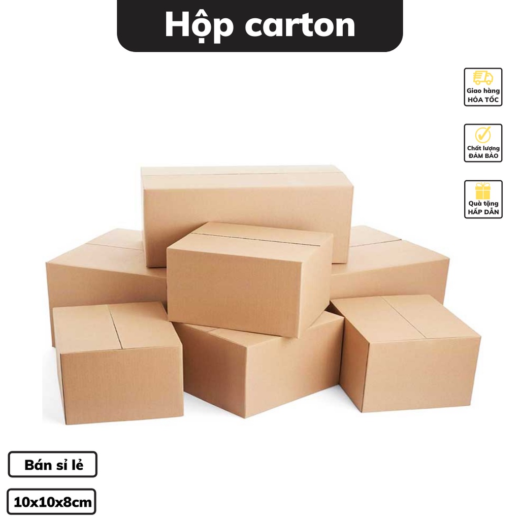 Hộp Carton 10 x 10 x 8 cm đóng hàng bìa carton 3 lớp đóng hộp quà bán sỉ lẻ nhiều kích cỡ khác nhau