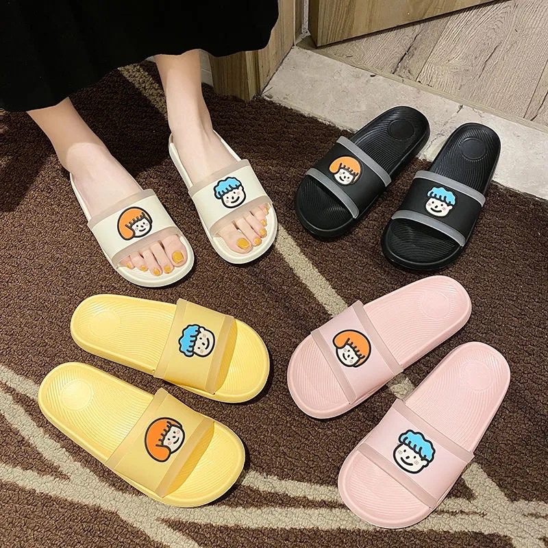 Dép quai ngang nữ cute đi trong nhà họa tiết hình cô gái dễ thương Unisex.
