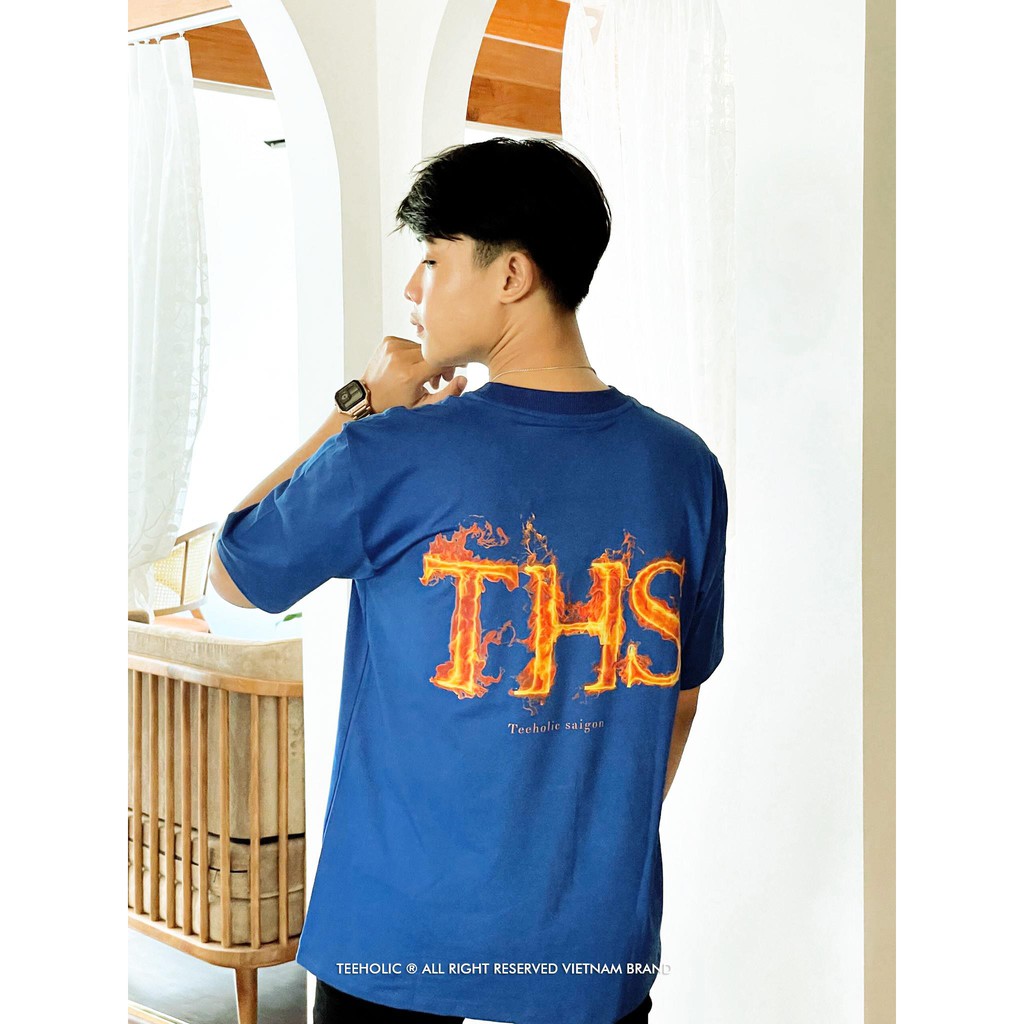 Áo Thun Unisex TeeHolic In Hình Logo THS Lửa - Màu đen, trắng, xanh dương