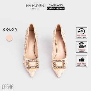 Giay cao got n Ha Huy n Shoes nhung x p inh khoa a ch nh t got vuong 6 phan CG546 Giay cao got Th ng hi u HA HUY N SHOES TheGioiSneaker