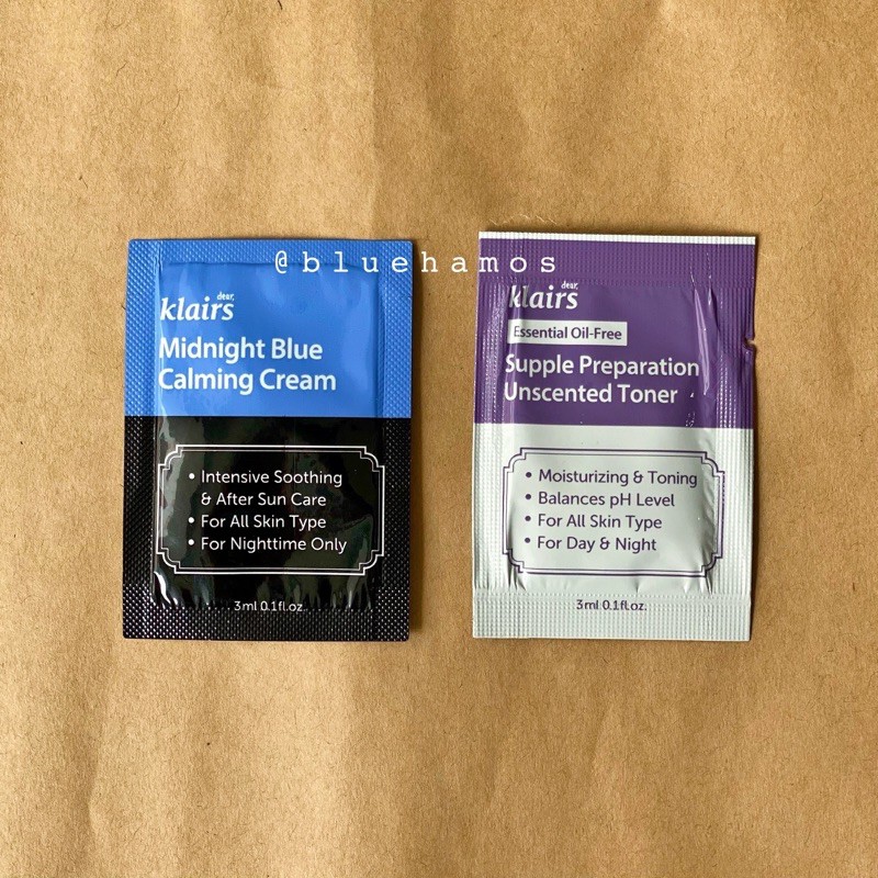 Sample dùng thử kem dưỡng Klairs midnight/ nước hoa hồng Klairs toner