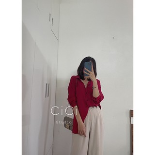 Áo sơmi lụa đỏ cicistudio
