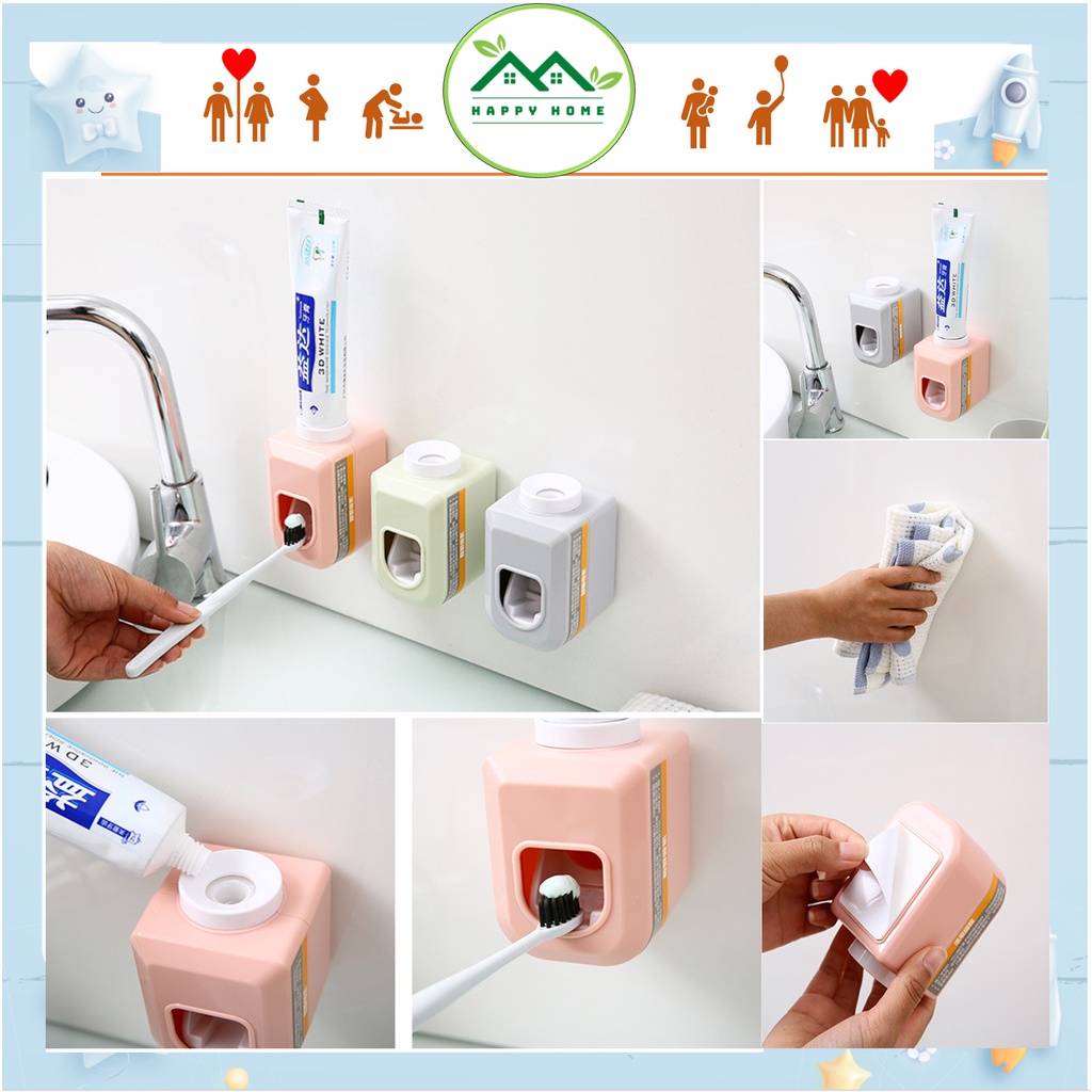 Hộp lấy kem đánh răng tự động, kệ nhả kem đánh răng tự động dán tường cao cấp