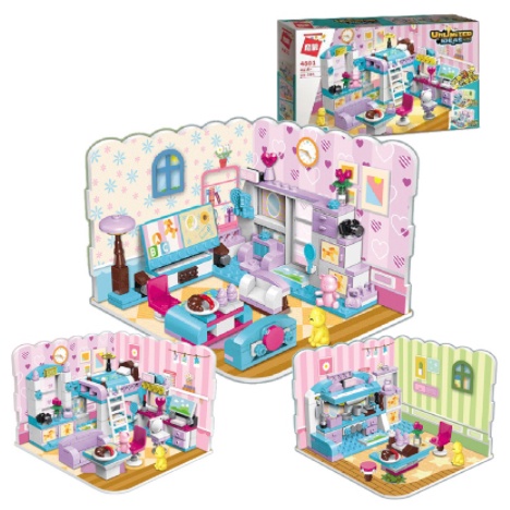 [Hàng mới về] Đồ chơi Thông minh lắp rắp Logo mô hình Nhà 3 Kiểu Ghép 194 Mảnh