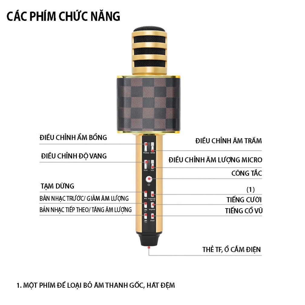 Mic Hát không dây Karaoke Floveme - SD18 Kèm Loa Bluetooth, Kết Nối Nhanh, Bass to, Âm Thanh To, Trầm Ấm, Mic Bắt Giọng