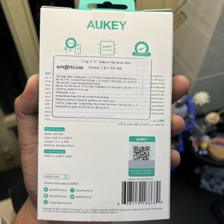 Cáp sạc Type-c To Type-c Aukey CB-CD5 (dây dù)