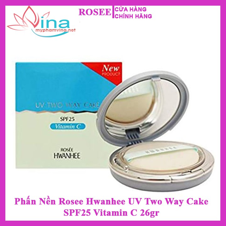 Phấn Nền Rosee Hwanhee UV Two Way Cake SPF25 Vitamin C 26gr tặng kèm lõi