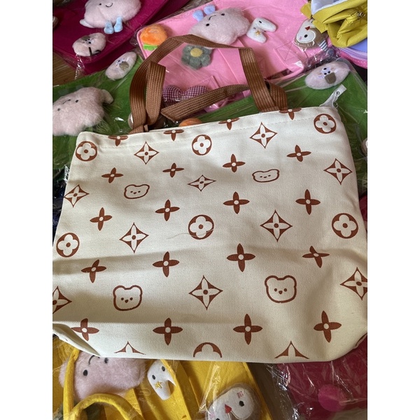 Túi vải đeo vai Hình nhiều Chú Gấu Canvas Nhật Bản