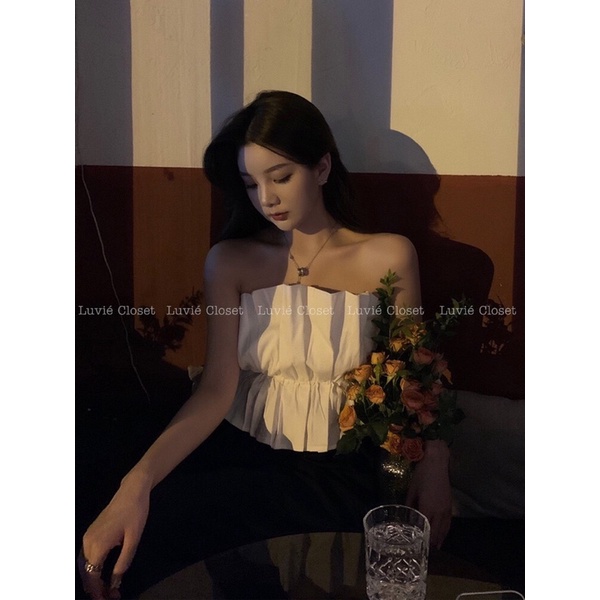 Áo Ống Bèo Nhún, Áo Quây Ngực Croptop Xếp Ly Dúm Eo Cúp Bèo Bo Eo Phong Cách Tiểu Thư Sang Chảnh Quyến Rũ