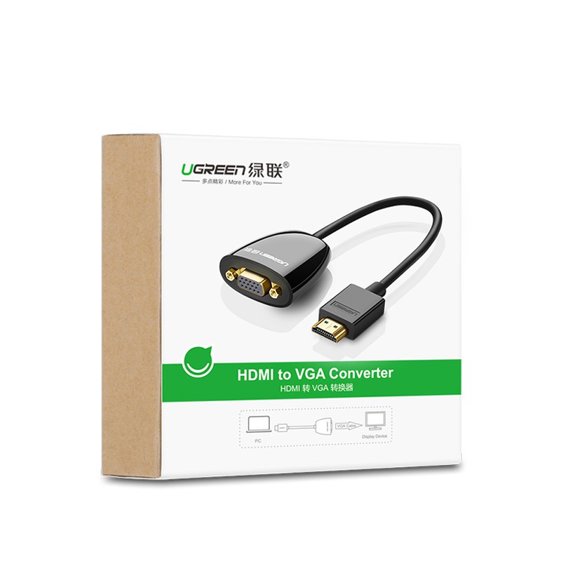 [Mã ELHACE giảm 4% đơn 300K] Cáp chuyển HDMI sang VGA Cao Cấp Ugreen 40253 Chính Hãng màu đen MM102