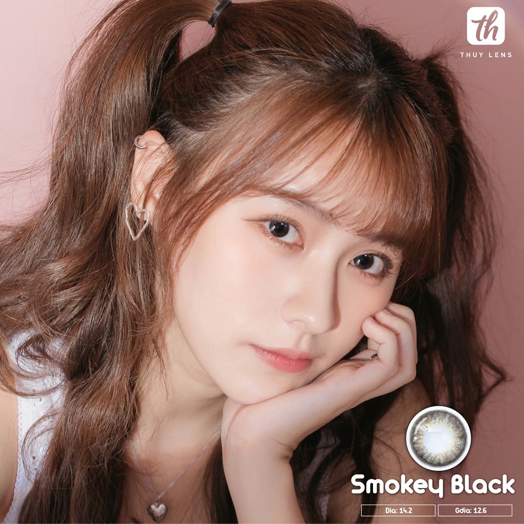 01 Chiếc Lens Cận Hàn Quốc Thúy Lens Smokey Black - Kính Áp Tròng Màu Đen
