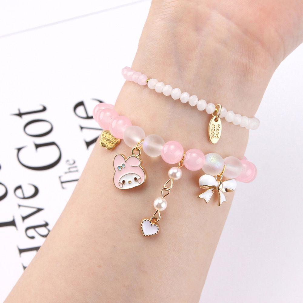 LILYES Vòng Tay Hạt Ngọc Trai Hai Lớp Họa Tiết Hoạt Hình Kuromi Cinnamoroll