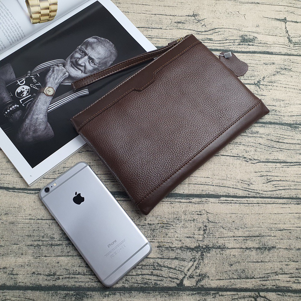 [Da thật] Ví Clutch Da Nam Cầm Tay, Ví Công Sở Da Bò Vân Mill - CL127 - Bảo Hành 3 Năm | BigBuy360 - bigbuy360.vn