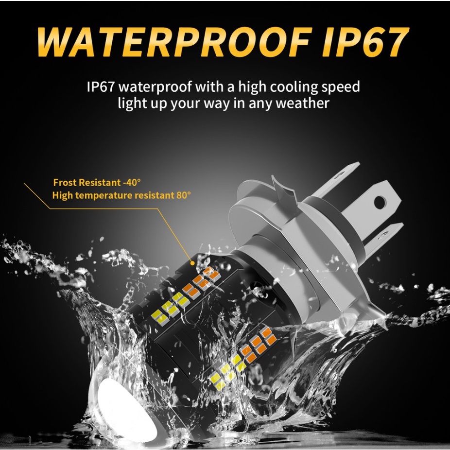 1 Đèn Pha LED T19 P15D H4 H6 BA20D Hai Màu Ánh Sáng Trắng / Vàng Cho Xe Mô Tô DC12V-60V