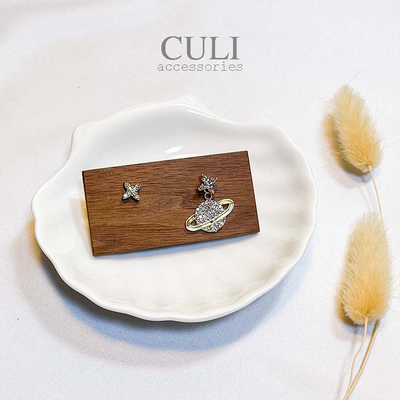 Khuyên tai, Bông tai hình vũ trụ đính đá, thiết kế bất đối xứng độc đáo HT626 - Culi accessories