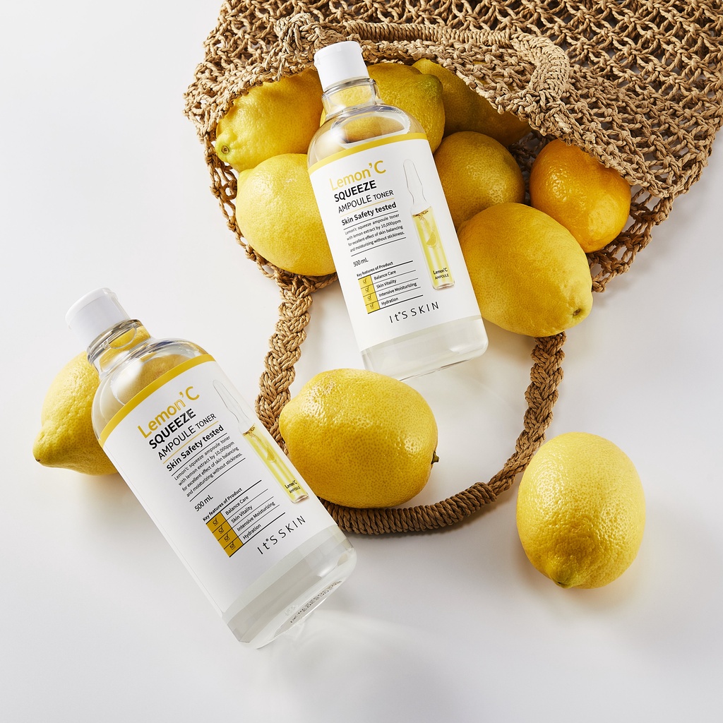 Nước hoa hồng giúp dưỡng ẩm nuôi dưỡng làn da mềm mại It's skin Lemon' C Squeeze Ampoule Toner 500ml