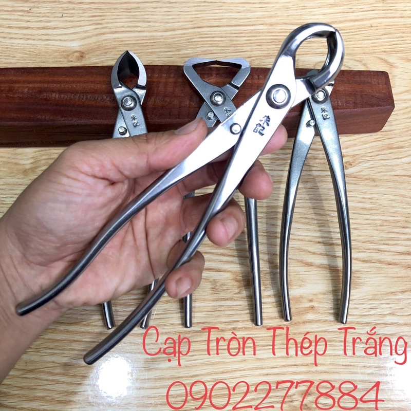 COMBO Kìm cạp Tròn + Kìm Cạp Xéo Thép Trắng Không gỉ ,Cao Cấp, CN Nhật Bản , Chuyên Dùng Cắt Cây Cảnh, Cây Bonsai