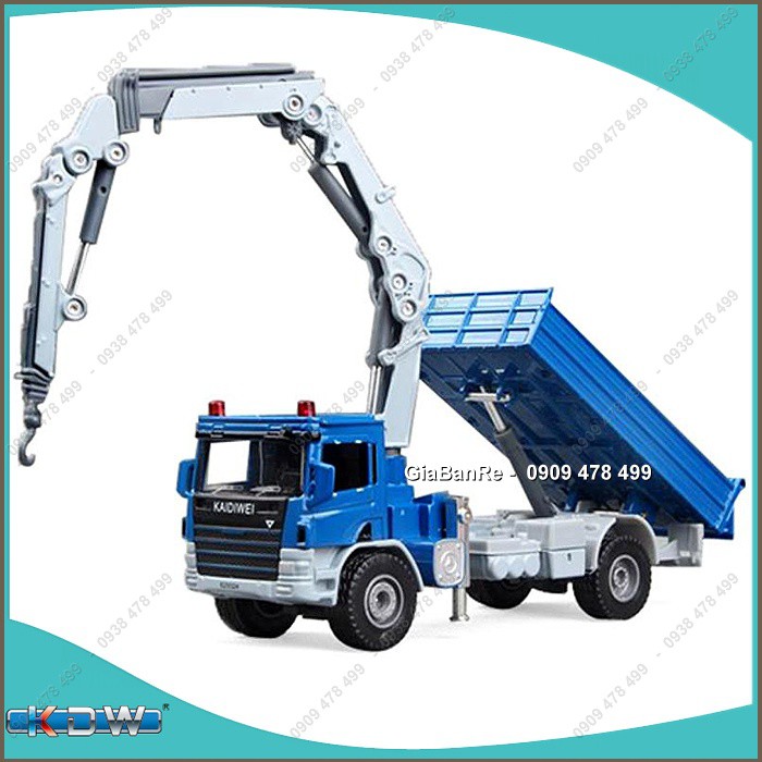 Mô Hình Kim Loại Xe Ben Chở Hàng Có Cần Cẩu Đa Dụng Tỉ Lệ 1:50 - Đỏ - 9911.1