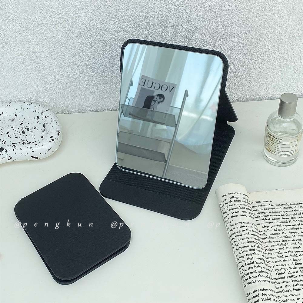 Gương Trang Điểm Gấp Gọn Để Bàn Bằng Da PU Tiện Dụng