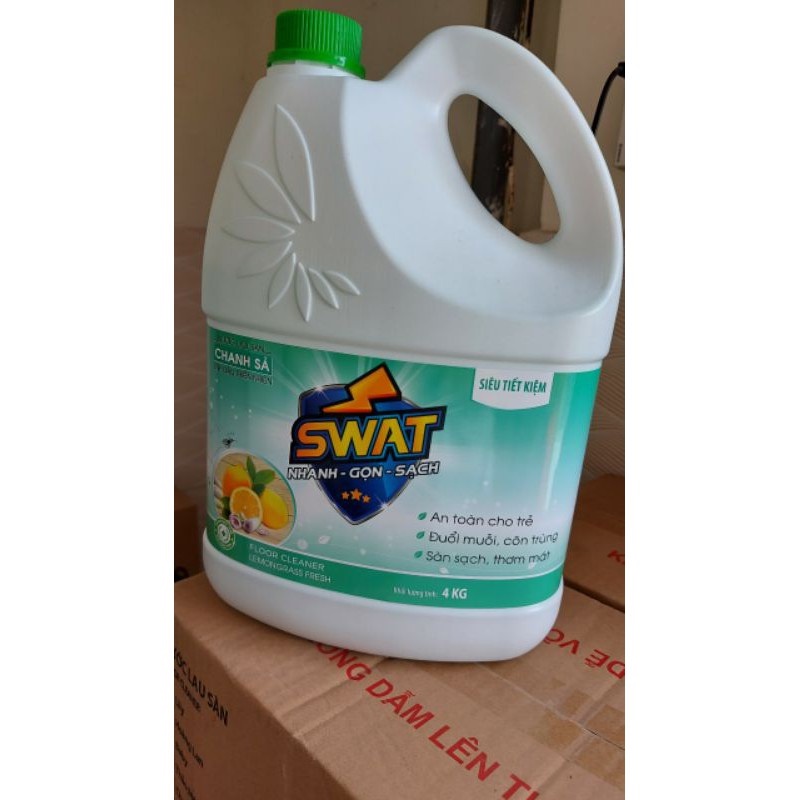 Nước lau sàn Swat chanh sả tinh dầu thiên nhiên 4kg