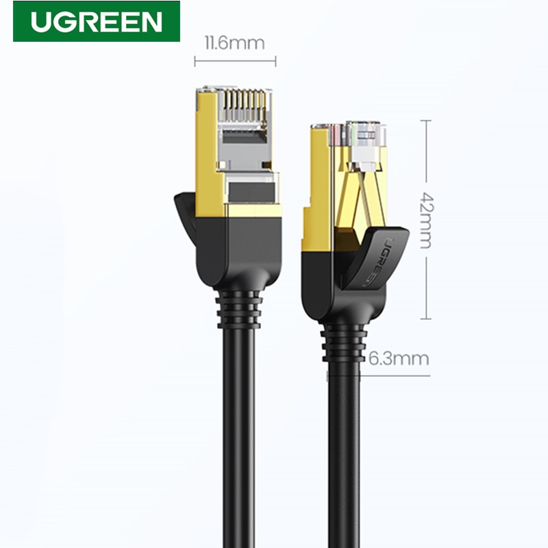 Ugreen Dây Cáp Mạng 10Gbps Cat7 RJ45 Lan 600Mhz 32AWG 6.3 mm UTP